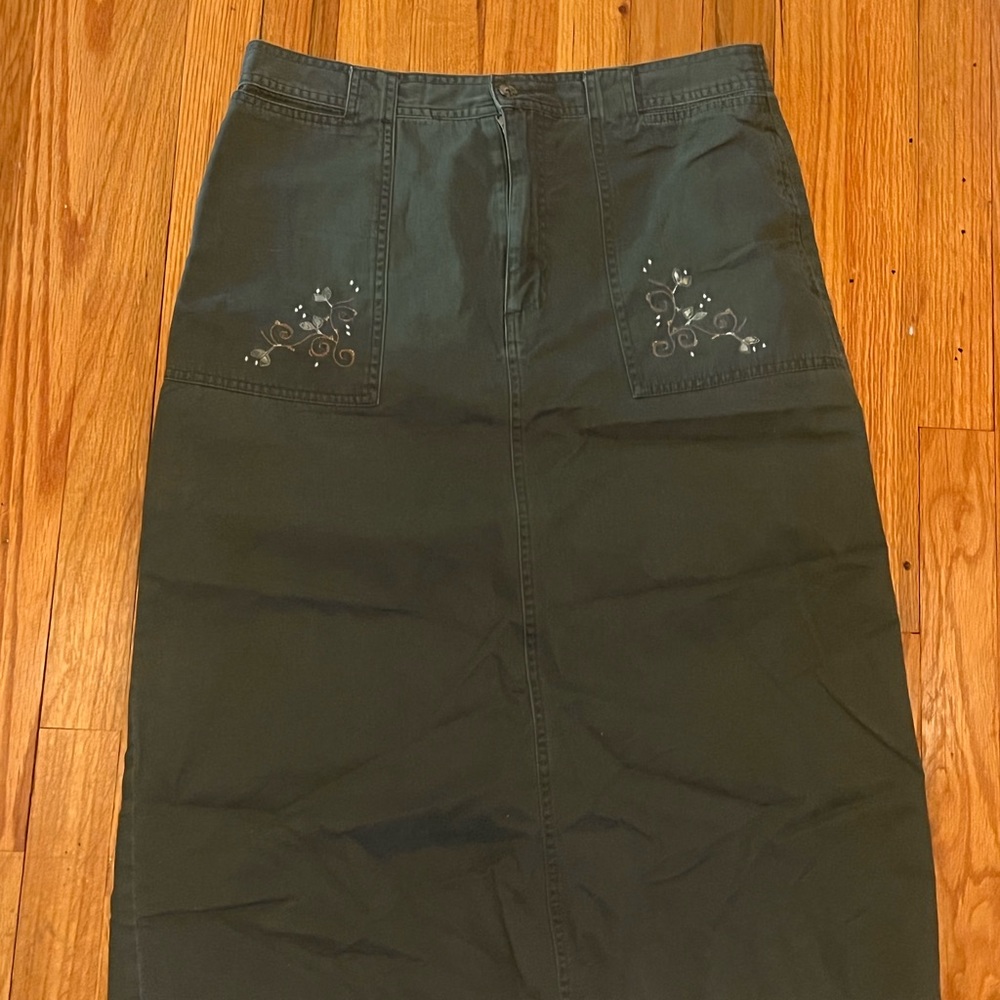 Green Denim Fairy Embroidered Skirt
